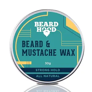 BEARDHOOD 100% Natural Mustache And Beard Wax For Strong Hold | Natural Musky Scent