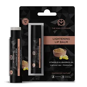 The Man Company Lightening Lip Balm for Men with Vitamin E & Liquorice Oil (0.14 oz), Lightens Darkened Lips, Nourishes, Moisturizes & Hydrates | PABA Free