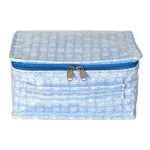 Kuber Industries Check Design Laminated PVC Jewelry Organiser Jewelry Storage Bags for Necklace, Earrings, Rings, Bracelet With 8 Transparent Pouches (Blue)-HS43KUBMART25828