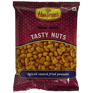 Haldiram's NAGPUR INDIAN SNACKS TASTY NUTS SPICED COATED FRIED PEANUTS ,160G , MADE IN INDIA