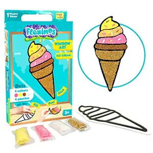 Imagimake Fleximos Ice Cream Peel & Stick Window Sticker  DIY Dotz Air Dry Clay Art Set  for Girls and Boys 3 Years+ (Ice Cream)