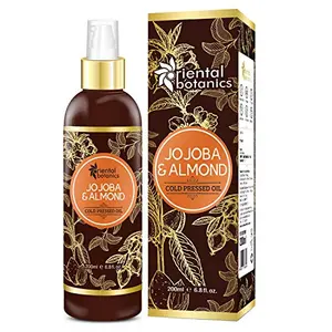 Oriental Botanics Jojoba & Sweet Almond Oil For Hair & Skin - 200ml (No Mineral Oil, Silicon or Paraben)