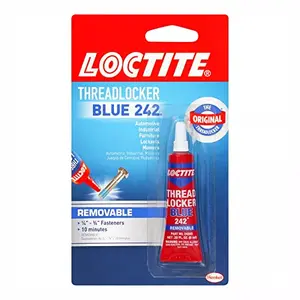 Loctite Threadlocker Blue 242 locks and seals threaded fasteners and prevent loosening from vibration ideal for 6-19mm fasteners great for small motors mowers equipment nuts bolts screws 6 ml