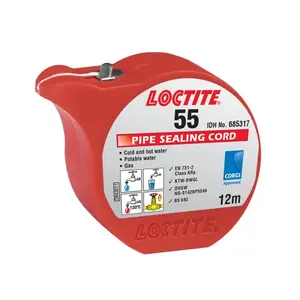 Loctite 55 Thread Sealing Cord | For metal and plastics pipes/fittings | Non-curing immediate full-pressure seal | Approved for gas and potable water | 12 m