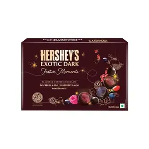 (Unique) Hershey Exotic Dark Festive Moments Raspberry & Gojji | Blueberry & Acai Pomegranate Flavored Center Chocolate 180g (4U x 45g) (Unique)