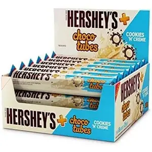 Hersheys Coookies n Creme Choco Tubes White Chocolate With Cookie Bits Coated Wafer Roll With Chocolate Cream Filling 24 Bars Ã 18g