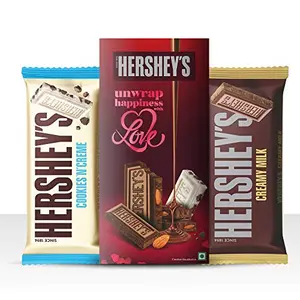 Hershey's Bar Valentine Greeting Pack Creamy Milk & Cookies N Creme Chocolate 2 X 100 g