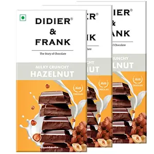 Didier & Frank Crunchy Hazelnut Milk Chocolate 50g Pack of 3 (Gift Pack)