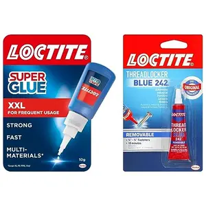 Loctite Threadlocker Blue 242 locks and seals threaded & Loctite Super Glue 20g All Purpose Liquid Adhesive for Repairs