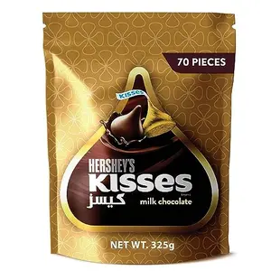 Hershey's Kisses Milk Classic Smooth and Creamy Chocolate Flavour Candy Each Individually Wrapped Perfect for Snacking & Baking 70 Pieces 325 g Pouch (Imported)