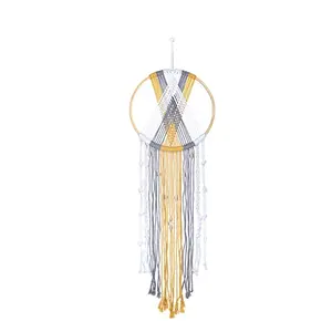 The Decor Hub Kj Glory Macrame Dream Catcher / Macrame Wall Hanging Fo Dcor With Wooden Ring | Cotton Rope Bohemian Vintage Style Wall Hanging Tapestry | Modern Room Home Decor | Wall Hanging Handmade