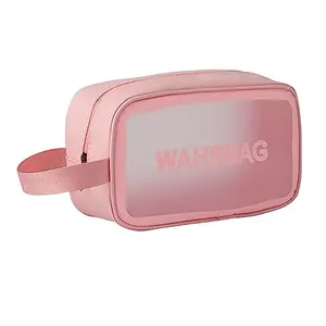 The Magic Makers Makeup Pouch Pu Toiletry Bag For Women Pu Large Cosmetic Kit Storage Organizer Travel Vanity Grooming Make Up Bag Pink