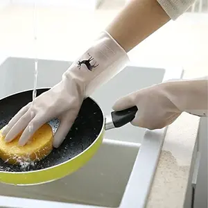 The Magic Makers Hand Gloves For Dishwashing Skin-Friendly Reusable Cleaning Gardening | Anti-Slip Kitchen Cleaning | Pet Grooming | Car Washing | Bathroom Cleaning | (Pack Of 1 Pair M Polyvinyl Chloride)