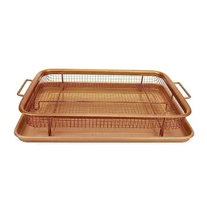 The Magic Makers Non-Stick Tray For Microwave/Overcopper Crisperoven Mesh Baking Tray Chips Crisping Basket Dishes Durable Titanium Construction Designed To Create Crispy Without Excess Oil Or Butter