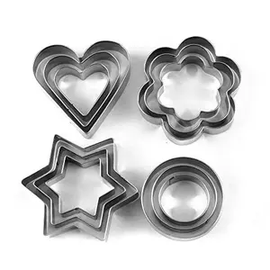 The Magic Makers Cookie Cutter 12Pcs/Set Pastry Fruit Molds Stainless Steel Heart Flower Round Star Biscuit Mould Fondant Cutting/Cutters Mould