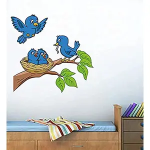 The Magic Makers Birds Feeding' Wall Sticker (Pvc Vinyl 70 Cm X 50 Cm)Multicolour