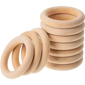 Craft House Round Wooden Rings Natural Smooth Unfinished Wood Circles For Art Compatible For Macrame/Crafts & Diy/Pendant Jewelry Making/Plant & Wall Hanging & Crafts Project (2.5 Inches/Set Of 10 Rings)