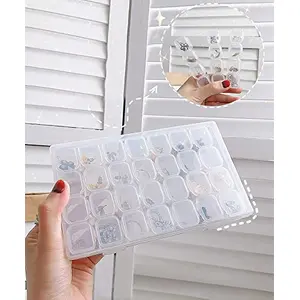 The Magic Makers Plastic Jewellery Organiser 28 Grid Detachable Storage Box Case With Dividers Container For Rings Earrings Necklace Lipstick Makeup Home Organizer Transparent