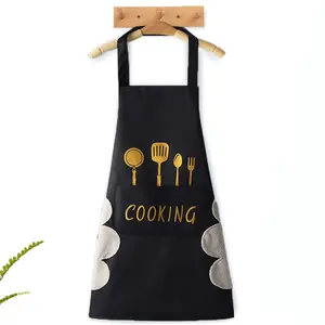 The Magic Makers Kitchen Apron With Front Pocket And Side Coral Velvet For Wiping Hands Towel Pvc Waterproof Unique Design Cooking Fits Men/Women Home Restaurant Black
