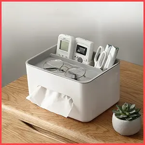The Magic Makers Desk Organizer Drawers 4 Compartment Pen & Pencil Stand Stationery Storage Tissue Box Holder Home And Office Stationery Box Phone Holder (Polypropylene;Polycarbonate)