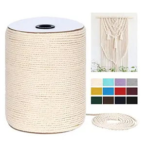 Craft House Macrame Cord 3Mm X 328Yards(984Feet) Natural Cotton Macrame Rope - 3 Strands Twisted Macrame Cotton Cord For Wall Hanging Plant Hangers Crafts Gift Wrapping And Wedding Decorations