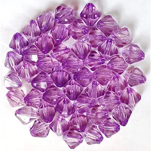 Craft House Get-Set-Go! Purple 10Mm (400 Pcs) Bicone Macrame Crystal Plastic Beads For Arts Crafts & Decoratives-High Sparkle Cutting Crystal Beads For Macrame Jhula Torana Jhumar (Purple)