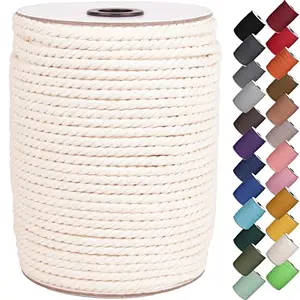 Craft House Macrame Cord 5Mm X 145Yards Natural Cotton Macrame Rope 3 Strand Twisted Cotton Cord For Wall Hanging Plant Hangers Crafts Knitting Decorative Projects Soft Undyed Cotton Rope