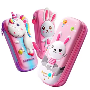The Magic Makers 1Pc 3D Pencil Case Large Capacity Pencil Pouch Bag For Boys & Girls Students With Zip Closure Portable Stationery Bag Organizer Eva Cute Rabbit Pink