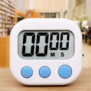The Magic Makers Digital Kitchen Timer & Stopwatch Countdown Large Digits Loud Alarm Magnetic Stand Round For Cooking | Baking | Kids Study Teacher Shower Bathroom Oven Round Back Stand Hanging Hole White
