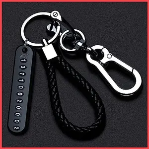 The Magic Makers Anti-Lost Car Keychains With Phone Number Tag Metal Keychain Double Pendant Keyring For Car Bike Office Home
