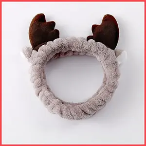 The Magic Makers Facial Headband For Unisex Make-Up Face Wash Hair Band With Deer Horns Elastic Headband Pack Of 1