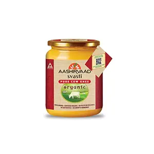 Aashirvaad Svasti Organic Cow Ghee 500 ml| Sourced from healthy cows| Comes with authenticity proof| Slowly cooked for 3.5 hrs| Rich nostalgic aroma