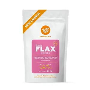 Yogabar Organic Roasted Flax Seeds - Organic Flax Seeds that helps regulate Blood Sugar - High in Fibre Omega-3 & Antioxidants - Healthy Snacks for Weight Loss Alsi Seeds for Hair Fall Control