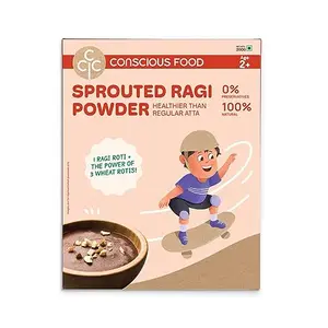 Conscious Food For Kids - Sprouted Ragi Powder - 200g | 100% Natural Sprouted Ragi Flour/Nachni Flour/Ragi Satva/Kodra/Taidalu/Kezhvaragu/Finger Millet Flour | No Milk No Sugar No Salt