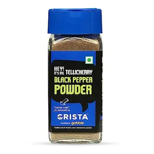 CRISTA Tellicherry Black Pepper Powder | Sun-dried | Zero added Colours Fillers Additives & Preservatives | High Volatile Oil Content | Natural | 50 gms