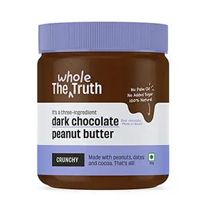 The Whole Truth - Dark Chocolate Peanut Butter | 325 g | Crunchy | No Added Sugar | High Protein | No Artificial Sweeteners | No Palm Oil | Vegan | Gluten Free | No Preservatives | 100% Natural