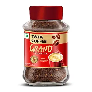 Tata Coffee Grand Premium Instant Coffee | 100% Coffee Blend | With Flavour Locked Decoction Crystals |95g Jar Powder