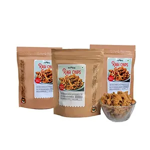 Evolve Healthy Snacks Pack of 3| All Natural Real Ragi Chips | Stress Buster | Vacuum Cooked | Gluten Free| Vegan Friendly