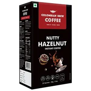 Colombian Brew Hazelnut Instant Coffee Powder No Sugar Vegan 50gm