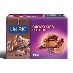 Unibic Foods India Pvt LTD Choco Kiss Cookies 250g Filled with Chocolate Rich & Indulgent Snack Delicious Creamy Flavors Crunchy and Choco Cream Centred Biscuits Made for Chocoholics