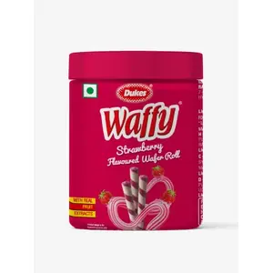 Dukes Waffy Strawberry flavoured Wafer roll Jar (250g)
