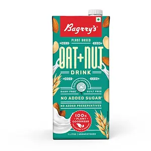 Bagrrys Plant Based Oat + Nut Drink 1l Creamy Classic Unsweetned| Vegan | Dairy Free | No Added Sugar | Plant based milk|No Preservatives