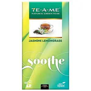 TE-A-ME Soothe Jasmine Lemongrass Natural Green Tea 25 Tea Bags