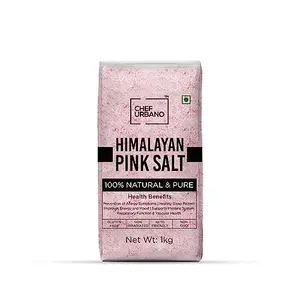 Chef Urbano Himalayan Pink Salt 1 kg | Jar Pack | 100% Pure & Natural | Mineral Rich Salt | Low Sodium | Packed with 84 Minerals