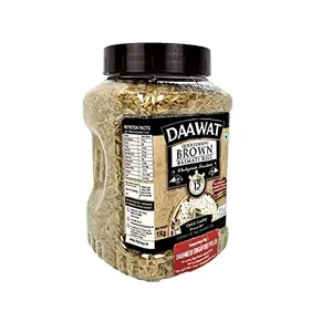 Daawat Brown Cooks in 15-minute Full Bran Intact Fibre-Rich Basmati Rice Jar 1 Kg