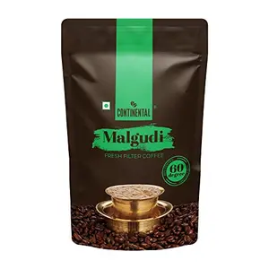 Continental Malgudi Filter Coffee 500gm Pouch | (60% Coffee - 40% Chicory) | Traditional South Indian Filter Coffee Powder | Freshly Roasted Ground Coffee