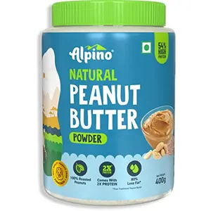ALPINO Natural Peanut Butter Powder 400 G | Unsweetened | Made with 100% Roasted Peanuts & Vitamin E | 50% Protein | 85% Less Fat | No Added Sugar | No Added Salt | Gluten Free | Non GMO | Vegan