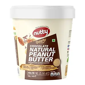 Nutty Natural Chocolate Unsweetened Peanut Butter 100% Non-GMO Vegan 31g Protein Superfood Quinoa Added 0% Trans-Fat Quinchy Peanut Butter Spread (1250 g)