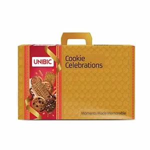 Unibic Celebrations Cookies Gift Pack 700g Choco Chip Choco Nut Scotch Finger Pista Badam Honey Oatmeal Milk Coffee Nice and Double Chocolate Chip Cookies
