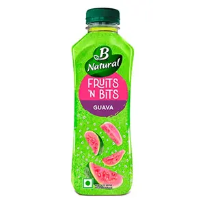 B Natural Fruits N Bits Guava Infused with Real Chia Seeds 300ml 100% Indian Fruit 0% Concentrate Goodness of Fiber No Added Preservatives